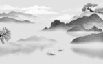 最新墙画灰色山水 TiF分层