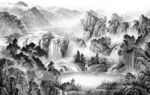 高大上灰色画山水图 TiF分层