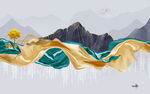 高清 中式山水墙画 Tif分层