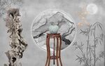 新中式背景墙 