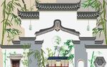 新中式建筑竹子背景墙