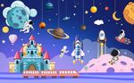 卡通梦幻星空儿童房背景墙图片