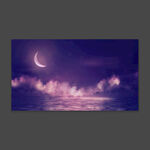 蓝色之夜弯月海水动画视频素材