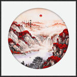 圆形山水风景