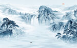 中国风客厅风景山水 TIf分层