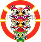 舞狮民族矢量手绘