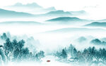 水墨 客厅背景山水 Tif分层