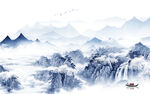 简约 中式山水背景 TIf分层
