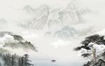最新中式山水背景 TIf分层