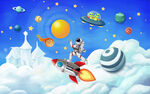 卡通太空宇宙宇航员