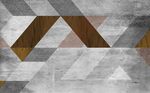水泥灰三角抽象木纹背景墙