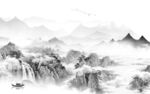 高雅灰色中式山水 Tif分层