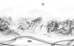 电视 山水灰色墙画 TIf分层