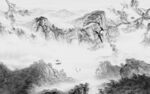 爆款 山水灰色墙画 TIf分层