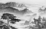 背景墙灰色新山水画 TIf分层