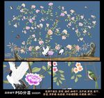 高清大型壁画手绘花鸟壁纸