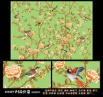 高清大型壁画手绘花鸟壁纸