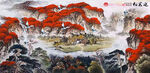 迎客松山水画