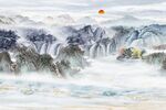 简约客厅新中式山水背景墙