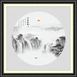 圆形水墨画