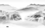 高雅灰色背景山水 tif分层
