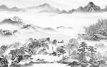 国画 灰色现代山水 Tif分层