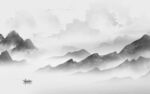 背景墙灰色中式山水 tiF分层