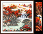 瀑布国画山水装饰画