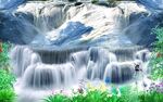 流水瀑布背景墙