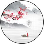 新中式圆形山水画