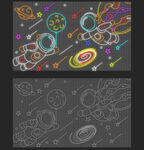 矢量太空人霓虹灯网红墙