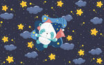 卡通夜空背景墙