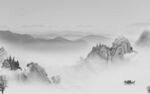 新中式灰色山水墙画 TIf分层