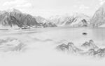 中式灰色新山水图 TIF分层