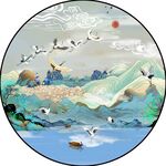 新中式圆形装饰画
