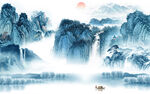 客厅简约中式山水 tif分层