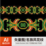 复古传统名族风花纹 