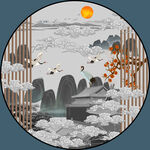 新中式装圆形装饰画