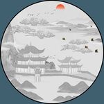 新中式圆形装饰画