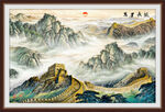 万里长城国画山水电视背景墙