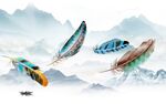 羽毛新山水客厅画 tif分层