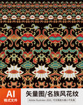 复古传统名族风花纹