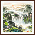 国画瀑布山水画