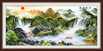 高山流水聚宝盆风水画