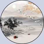 新中式圆形装饰画 