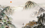 客厅意境山水墙画 tif分层