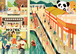 城市商业中心插画
