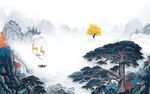中国风山水新客厅画 TIf分层