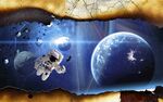 3d宇宙星球宇航员太空背景墙
