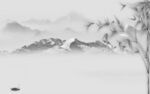 高端灰色简约山水 Tif分层